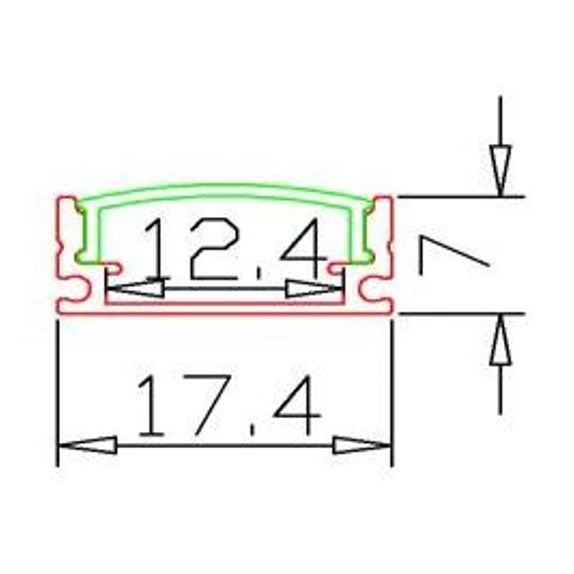 Profil banda LED usor convex, montaj aplicat, aluminiu, lungime 1 m