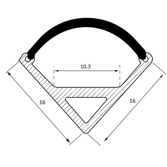 Profil banda LED, montaj pe colt, aluminiu, 1 m