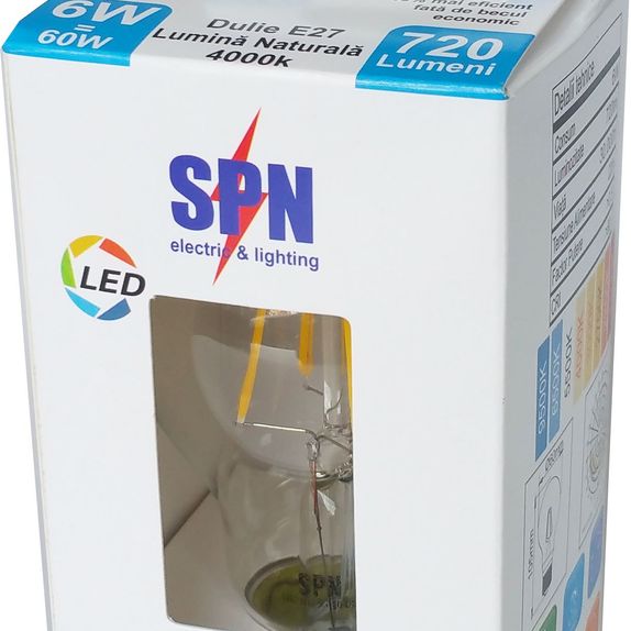 Bec led filament A55 E27 6W lumina neutra 4000K