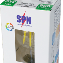 Bec Filament E27, model A55, 8W=75W, 6500K, lumina rece