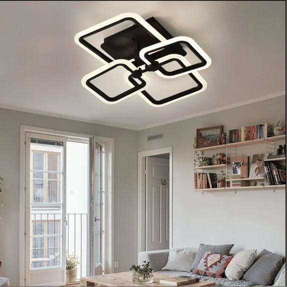 Lustra led neagra 80W Cu 4 Brate 3 Culori 600X120Mm