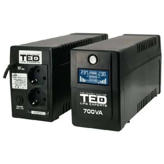 UPS 700VA/400W LCD DISPLAY LINE INTERACTIVE CU STABILIZATOR 2 IESIRI SCHUKO