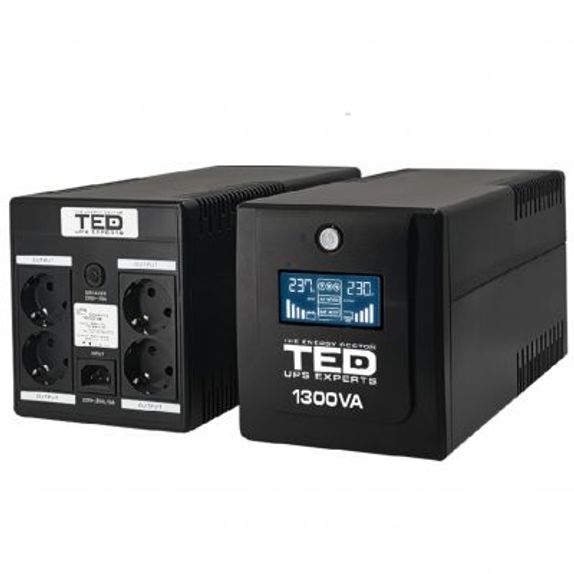 UPS 1300VA/750W LCD LINE INTERACTIVE CU STABILIZATOR 4 IESIRI SCHUKO