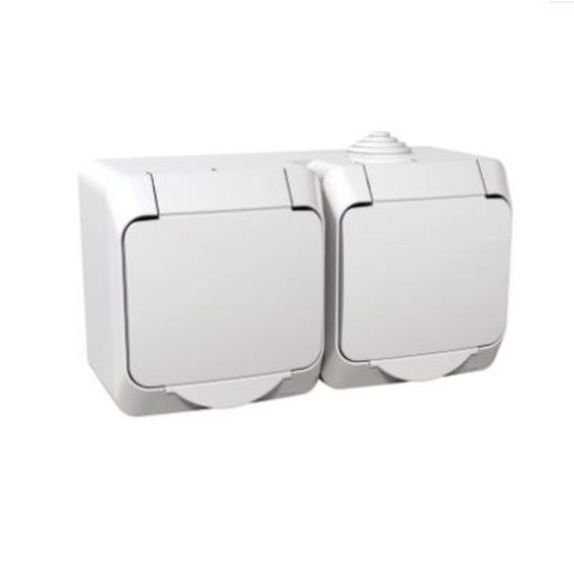 Priza dubla cu capac alb schneider cedar PT IP44