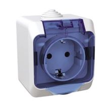 Priza simpla cu capac albastru schneider cedar PT IP44