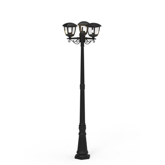 Stalp de gradina negru rotund,difuzor sticla, 2200x587x515mm