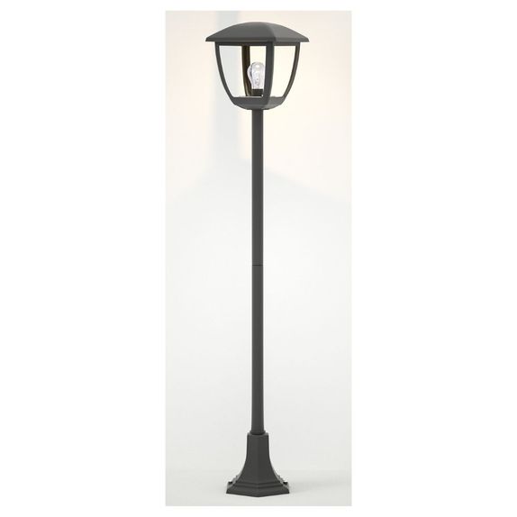 Stalp de gradina negru rotund,difuzor sticla, 1200x185x190mm