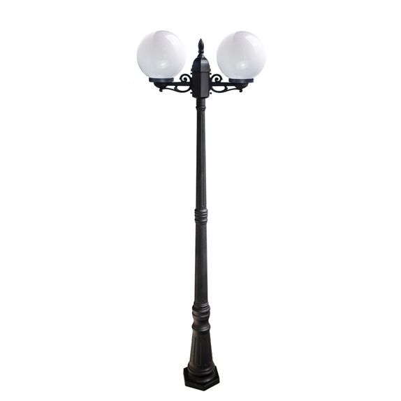 Stalp de gradina negru rotund,difuzor sticla, 2200x592x228mm
