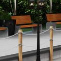 Stalp de gradina negru rotund,difuzor sticla, 2200x587x515mm