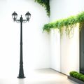 Stalp de gradina negru rotund,difuzor sticla, 2200x556x228mm