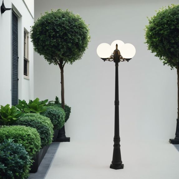 Stalp de gradina negru rotund, 2200x627x578mm