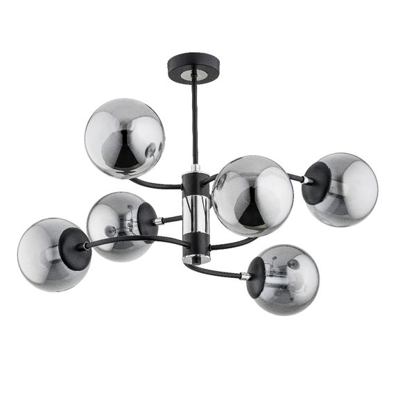 Lustra Alfa Dema Chrome & Neagra 6xE14
