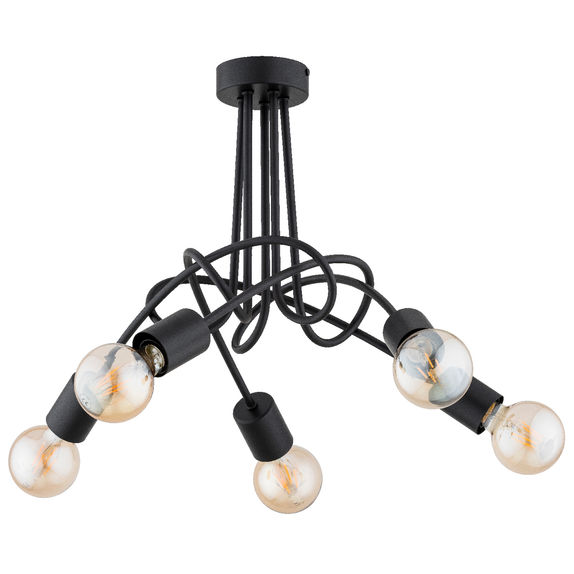 Lustra Alfa Disel Long Neagra 5xE27