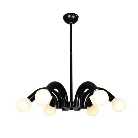 Lustra cu bec led 6xE27 neagra 54x65cm
