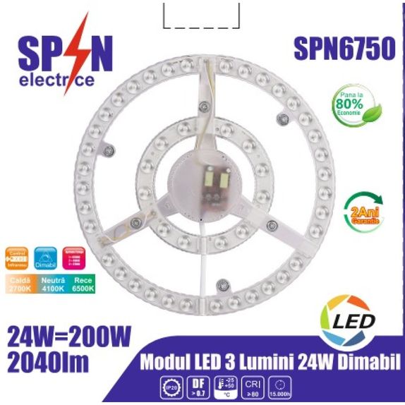 Modul led pt aplica cu telecomanda Fi270 24W 3 culori dimabil