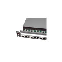Patch panel 19”, 1U, PowerCat 5e, 24xRJ45, ecranat, suport de cabluri integrat, Graphite - Molex