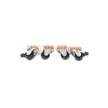 Set 4 roti cu fixare in 4 puncte (2 buc cu frane + 2 buc fara frane), pentru rack de podea, DECKRO
