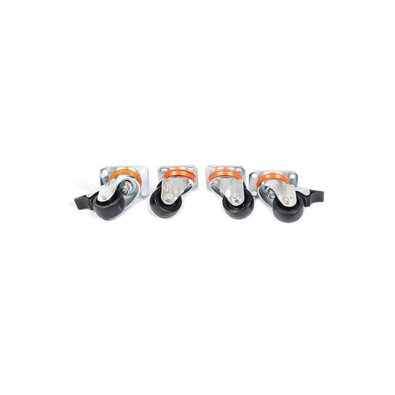 Set 4 roti cu fixare in 4 puncte (2 buc cu frane + 2 buc fara frane), pentru rack de podea, DECKRO