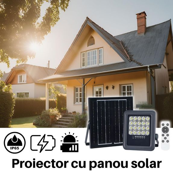 Proiector cu panou solar si telecomanda 5V/6W 50W