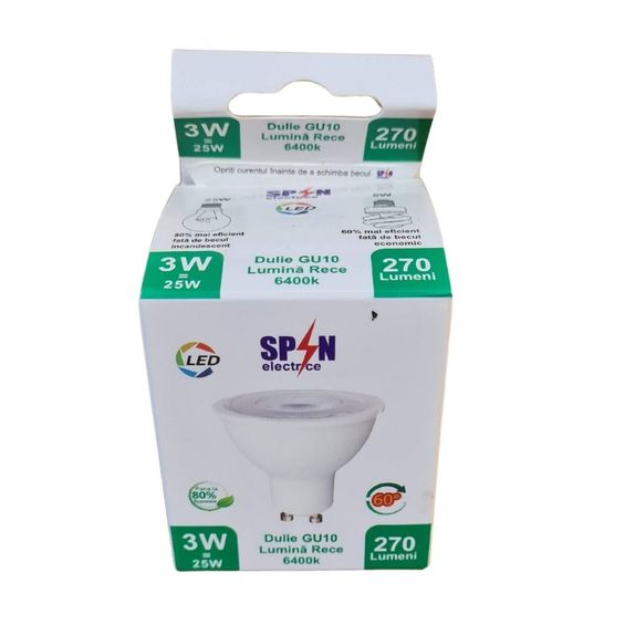 Bec Led Gu10, model R50, 3W=25W, lumina rece