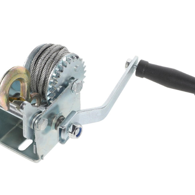 Troliu manual 2500 LBS (1150 Kg) cablu din otel 5 mm x 10m, frana activa cu clichet
