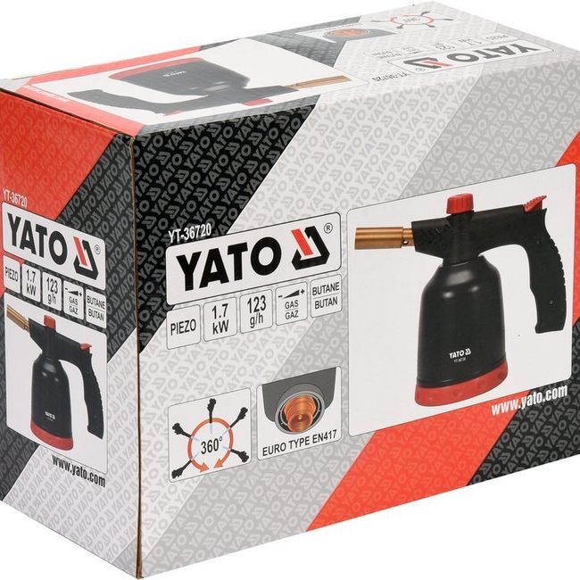 Yato YT-36720 - Lampa de lipit cu gaz , Yato YT-36720 , 1.7 kW, 123 g/h, aprindere piezoelectrica