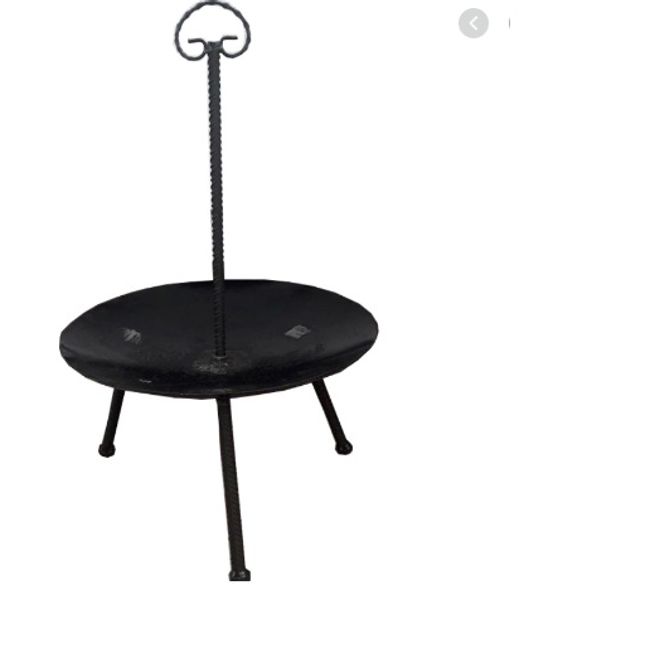 Gratar disc din otel, din taler de tractor, realizat manual, picioare detasabile, maner rece, grosime 3,5 mm, diametru 51 centimetri