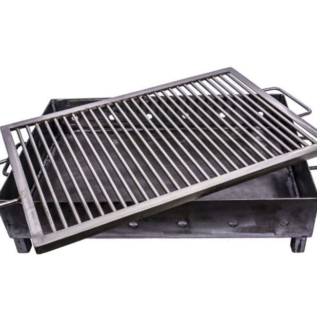 Gratar Romanesc de gradina fix si mobil 60x40 cm, fabricat manual, sita din inox