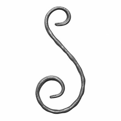 Element S pentru porti si garduri din fier forjat, profil amprentat 12x6 mm, lungime 150 mm