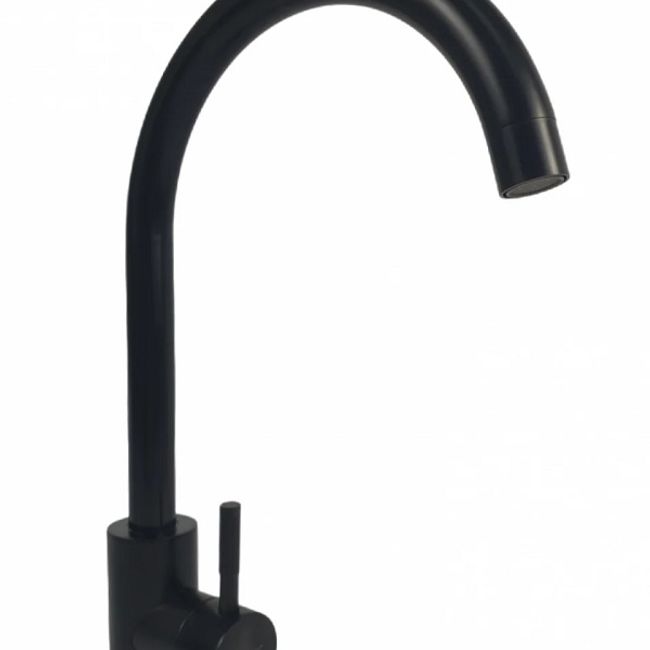 Baterie bucatarie, MIXXUS SUS-011 BLACK, monocomanda, otel inoxidabil, racorduri incluse