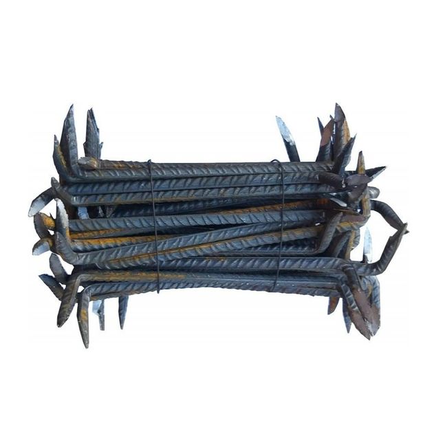 Set 50 de Scoabe din Fier Striat, Lungime 200mm, Grosime 8mm, pentru Prinderea si Fixarea Lemnului, Rezistenta si Duritate Mare