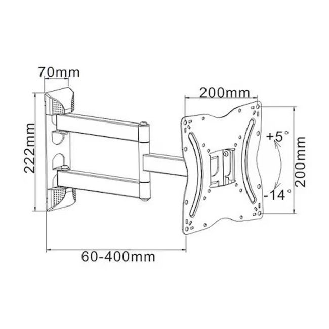 Suport TV LCD/LED, pentru diagonala 13-42 Inch, brate reglabile pivotare orizontala/verticala, negru