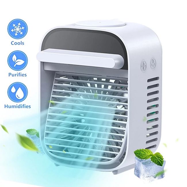Ventilator portabil, ac cooler, 3 trepte viteza, 7.5W, umidificare, rezervor 180ml