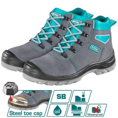 Bocanci de protectie, cu bombeu metalic, Piele intoarsa, TOTAL TSP201SB.39, marimea 39