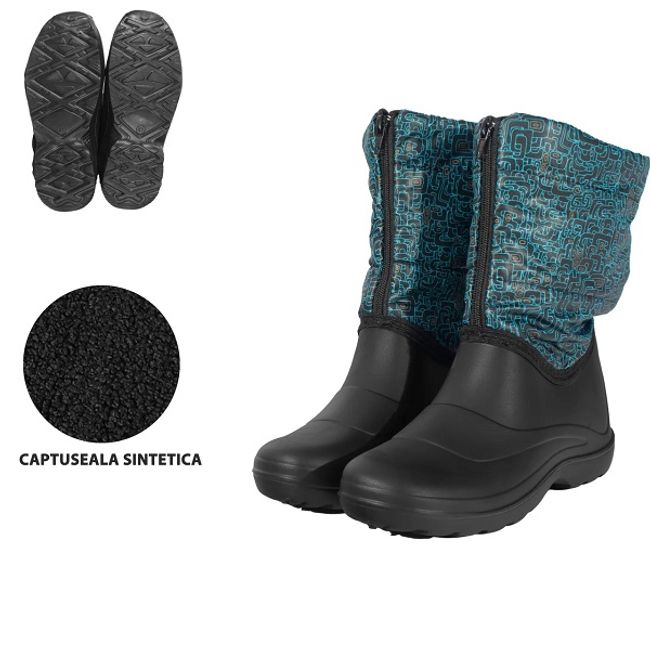 Cizme din pvc impermeabile, antiderapante, captuseala sintetica, turquoise, dama