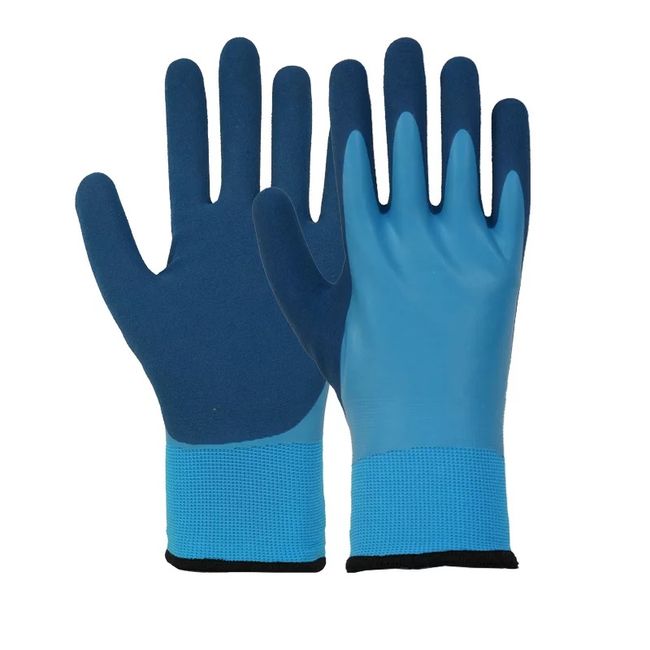 Manusi de protectie, impregnate in latex, albastre, anti vibratii pentru munca mecanica de siguranta, marimea 10