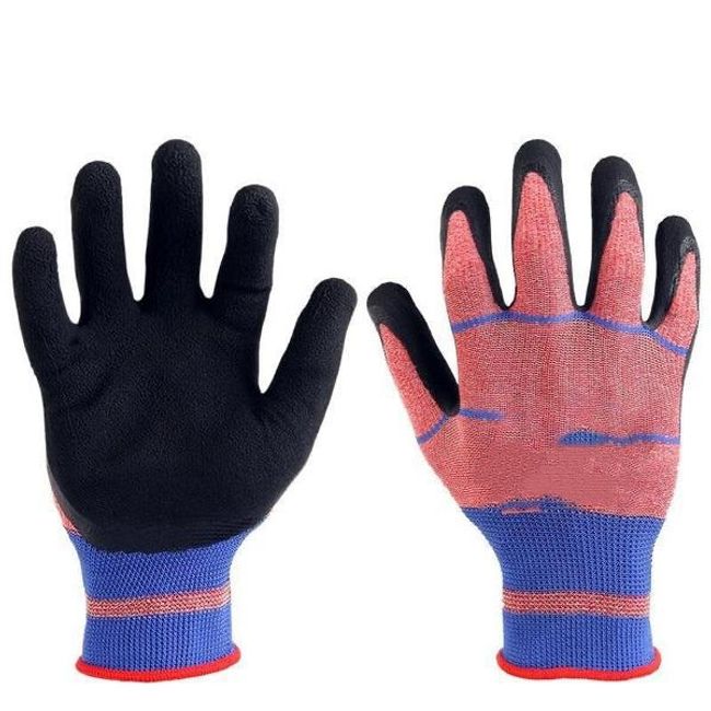 Set 12 perechi manusi de protectie din spuma nitril, cu mansete elastice, marimea /9, culoare negru/albastru