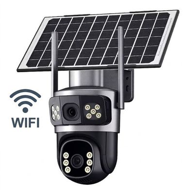 Camera de supraveghere video dubla, panou solar, conexiune WIFI, 6MP, HD, 355° , IP66, Alarma, microfon, senzor miscare, Miromoto®