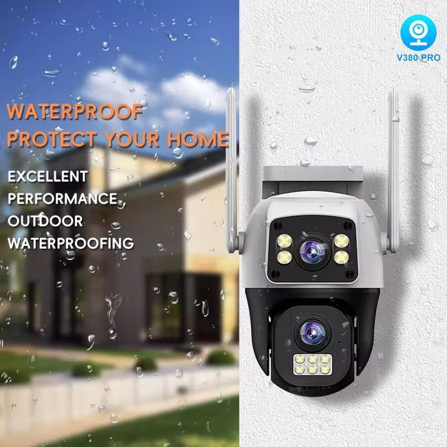 Camera de supraveghere, conexiune Wi-Fi, 3+3MP dubla, HD, 350°, microfon si difuzor incorporat, detectare miscare, alb, card microSD de pana la 128 GB
