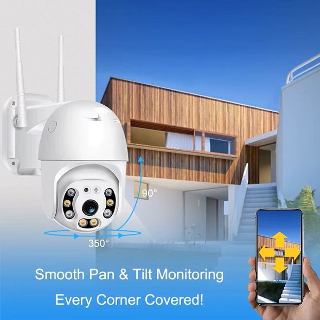 Camera de Supraveghere, Wi-Fi, 2MP, HD, WATERPROOF, Alarma, 8 LED-uri, Alb