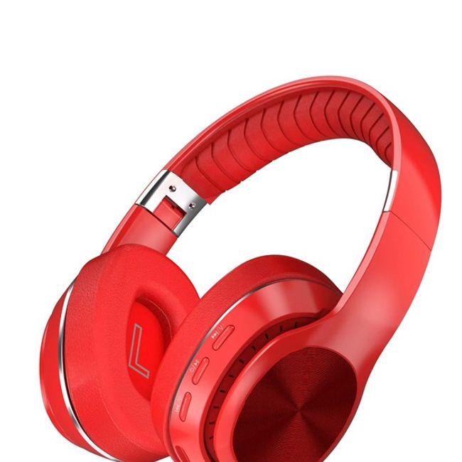 Casti wireless pliabile, Over the Ear, Bluetooth 5.0, Autonomie 11h, Handsfree, HiFi, Bass Stereo, LED, TF, Rosu