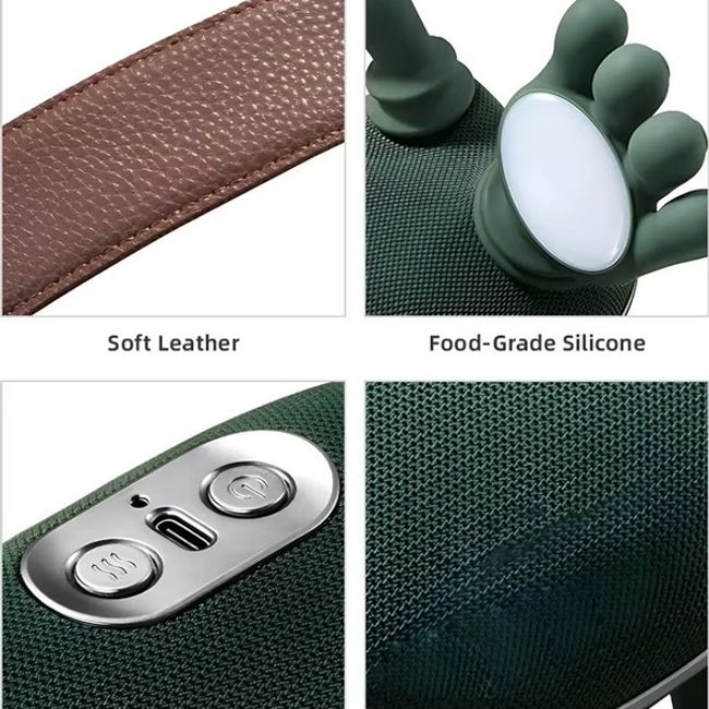 Aparat pentru masaj cervical 4D, pentru gat si umeri, masaj ce imita mana umana, fara fir, cu incalzire, 3 trepte de intensitate, ergonomic, pentru spate si picioare, verde