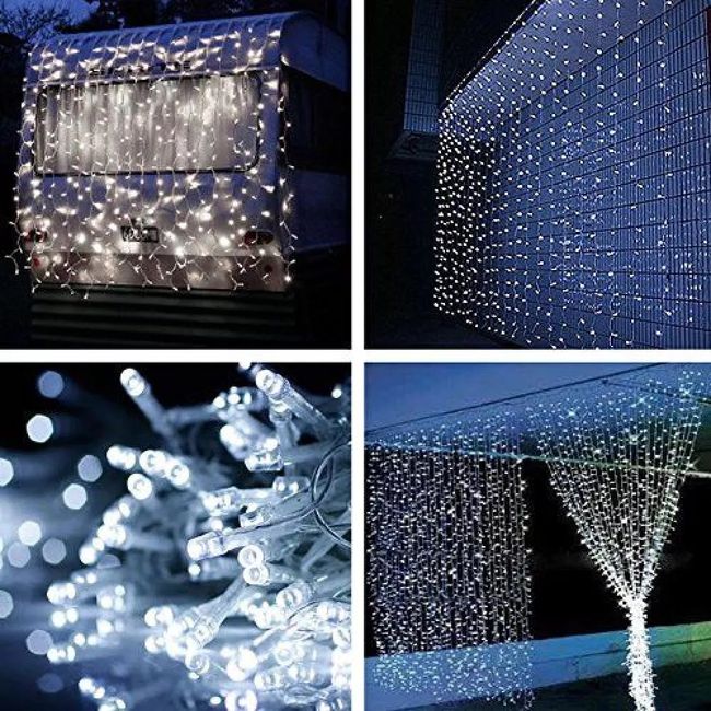 Instalatie de Craciun 3 M x 1 M, Perdea Ploaie, Lumina Alba, 132 Leduri