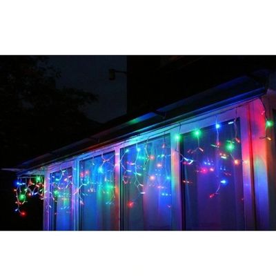 Instalatie De Craciun Multicolora Perdea Tip Turturi Fir Transparent 4 M X 0.6 M, 100 Leduri