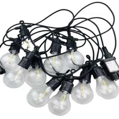 Ghirlanda luminoasa exterior, impermeabila, interconectabila, 5m, 10 becuri, lumina calda tip stroboscop, 2700k, putere 10W, potrivit pentru camping, terasa, gradina