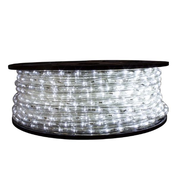 Rola Furtun Luminos cu Led Lumina Alb Rece 100 Metri + Alimentator Priza Inclus