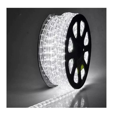 Rola Furtun Luminos cu Led Lumina Alb Rece 100 Metri + Alimentator Priza Inclus