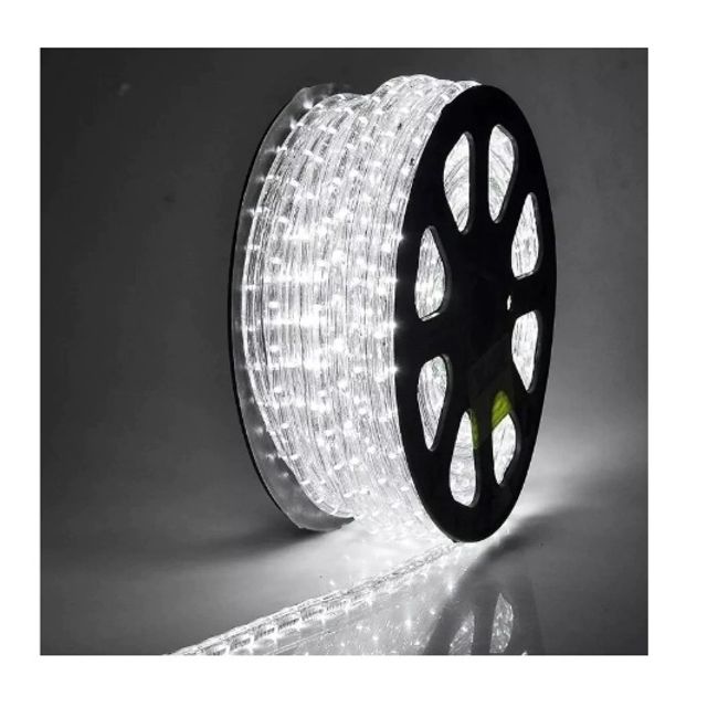 Rola Furtun Luminos cu Led Lumina Alb Rece 100 Metri + Alimentator Priza Inclus