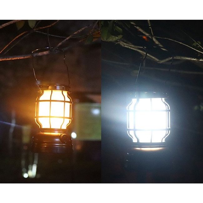 Lampa solara LED, tip felinar, luminozitate ajustabila, 2 moduri iluminare, cu agatatoare metalica, functie PowerBank