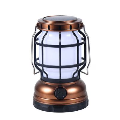 Lampa solara LED, tip felinar, luminozitate ajustabila, 2 moduri iluminare, cu agatatoare metalica, functie PowerBank